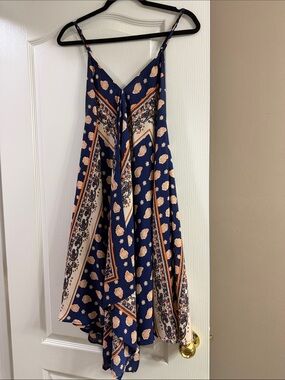 denim overall dress for women Easel Patchwork Detailed Denim Overall Dress in Washed Denim M main image 1